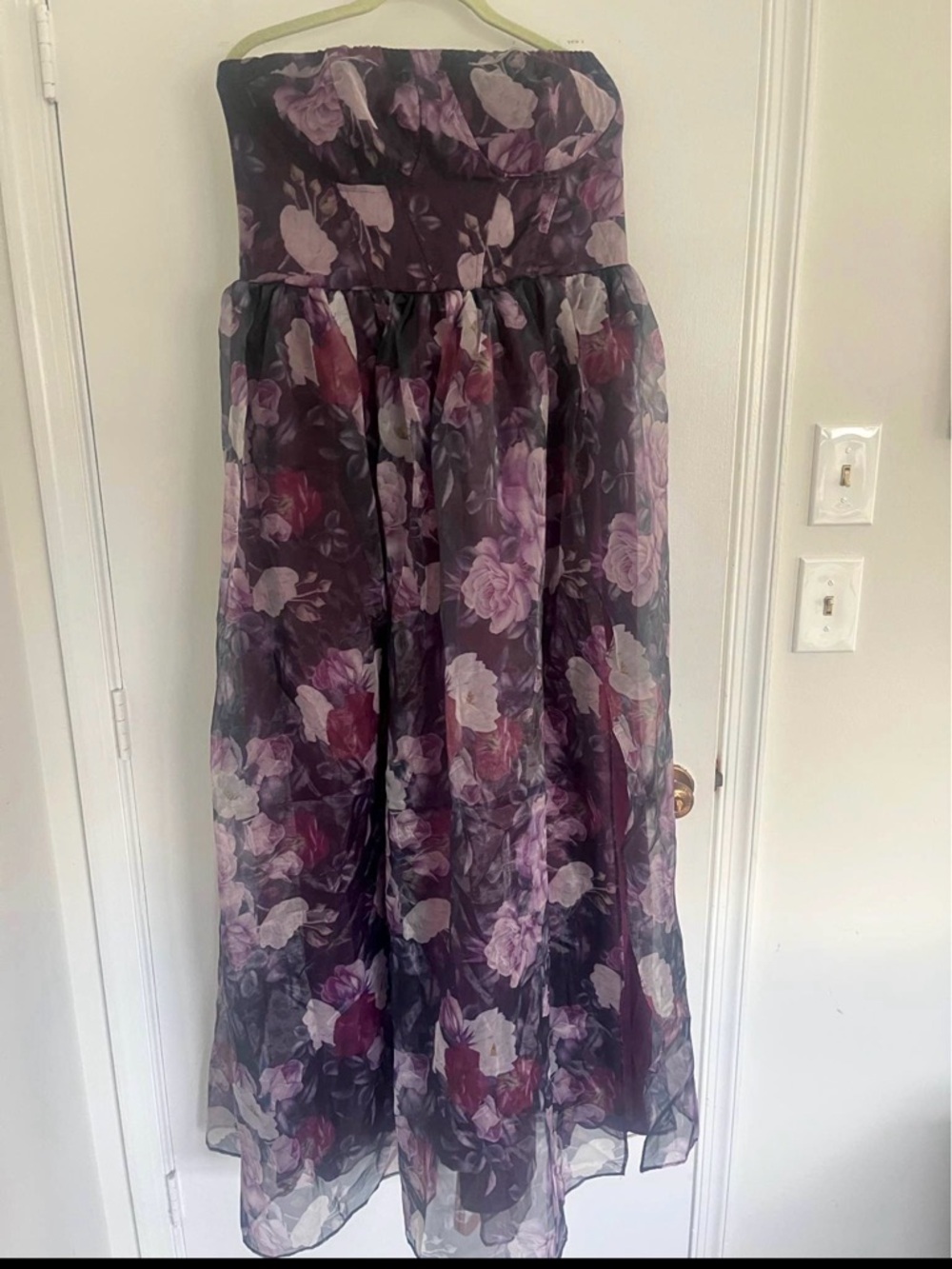 Lulu's Purple Floral Strapless Dress